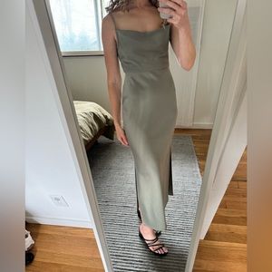 BHLDN Cali Satin Cowl-Neck Midi Slip Dress - Size 0